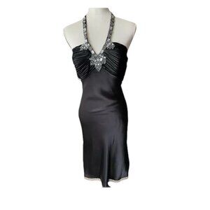 Morgan & Co Rhinestone Halter Midi Dress Open Back Darkfairy Fairygoth Prom 7/8